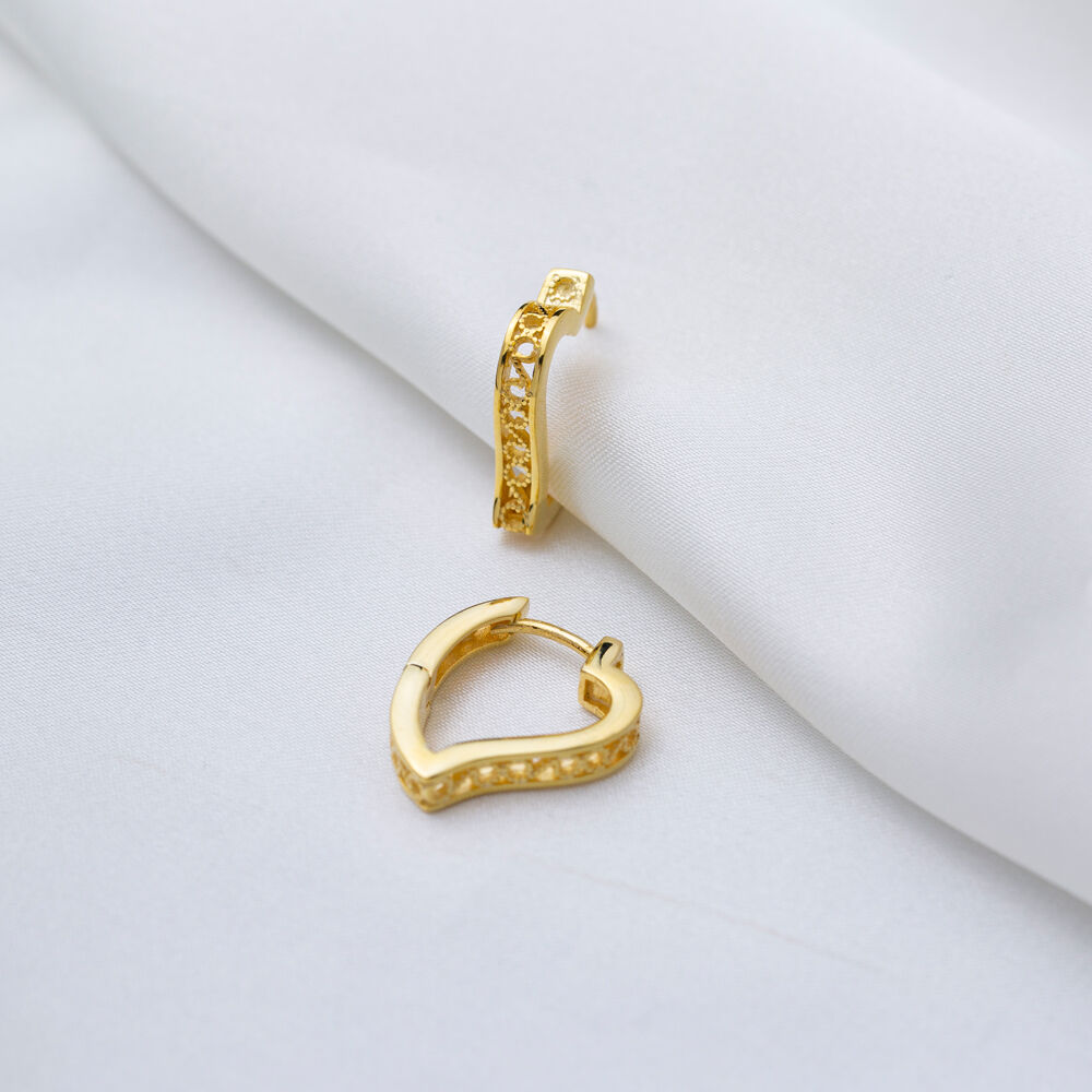 Cute Heart Design Hoop Earrings Wholesale Turkish 925 Sterling Silver Jewelry
