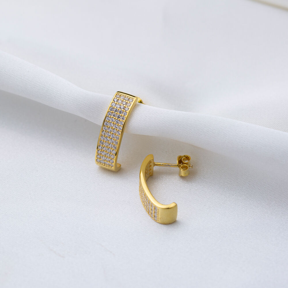 Shiny Zircon Stone Dainty Stud Earrings Women 925 Sterling Silver Jewelry