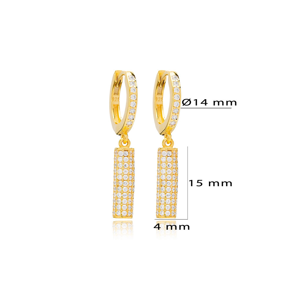 Cylinder Design Dangle Earrings Dainty Women Handcrafted Wholesale 925 Sterling Silver Jewelry