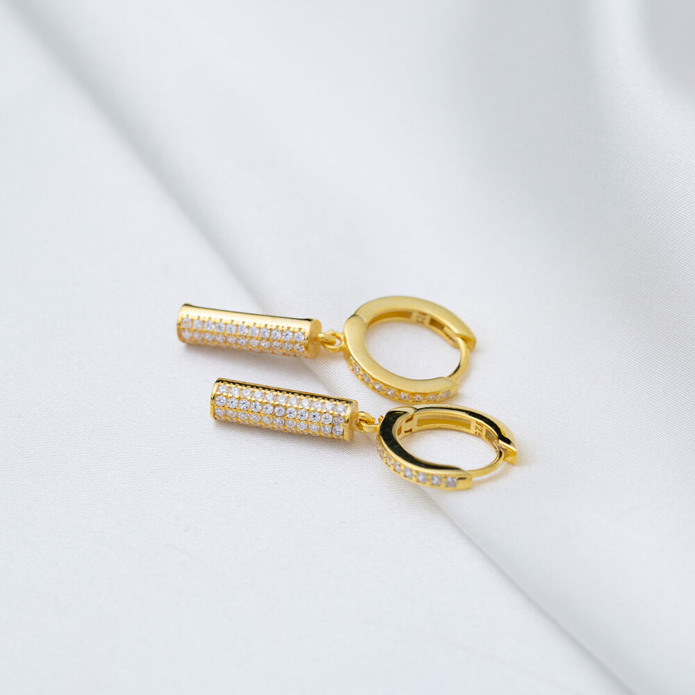 Cylinder Design Dangle Earrings Dainty Women Handcrafted Wholesale 925 Sterling Silver Jewelry