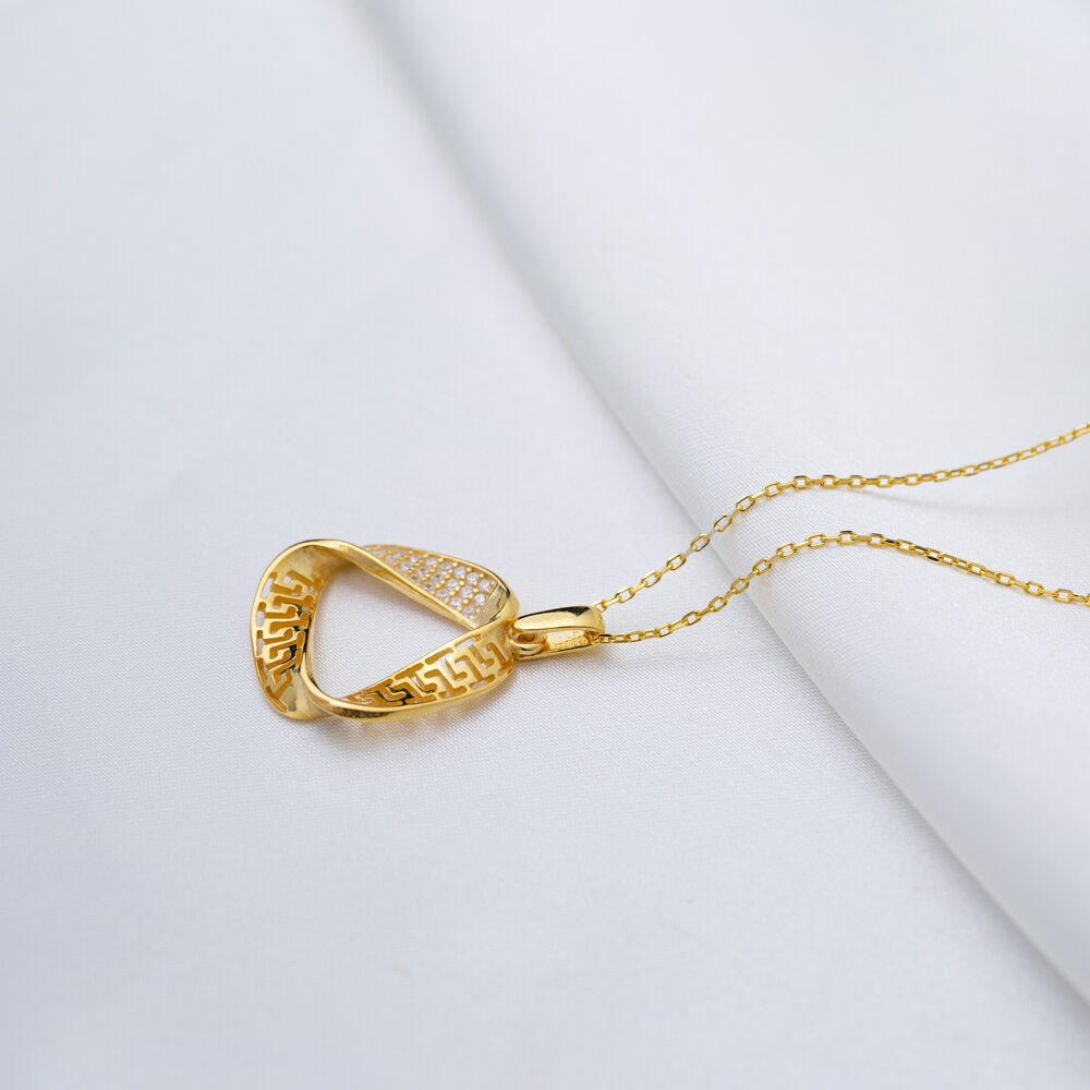 Unique Geometric Shape Charm Necklace Pendant Turkish 925 Sterling Silver Jewelry
