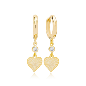 Elegant Plain Heart Design Dangle Earrings Handmade 925 Sterling Silver Jewelry
