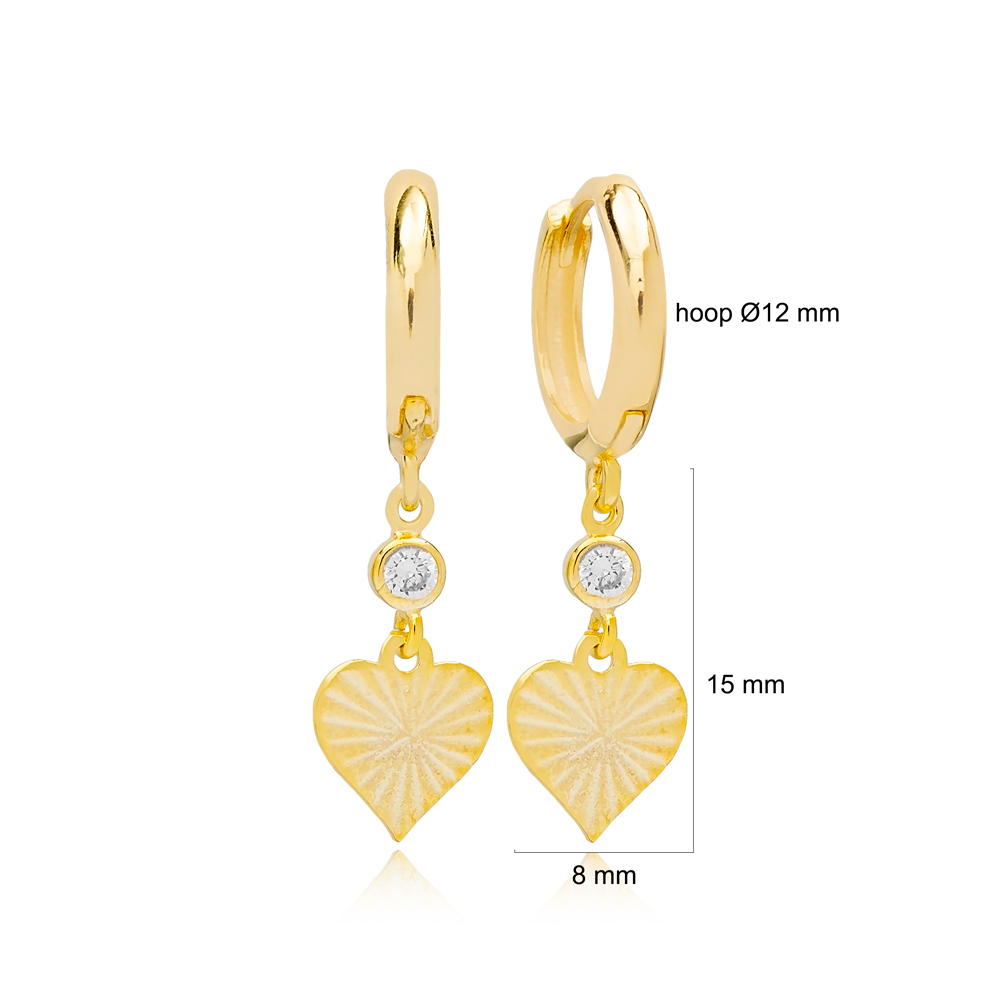 Elegant Plain Heart Design Dangle Earrings Handmade 925 Sterling Silver Jewelry