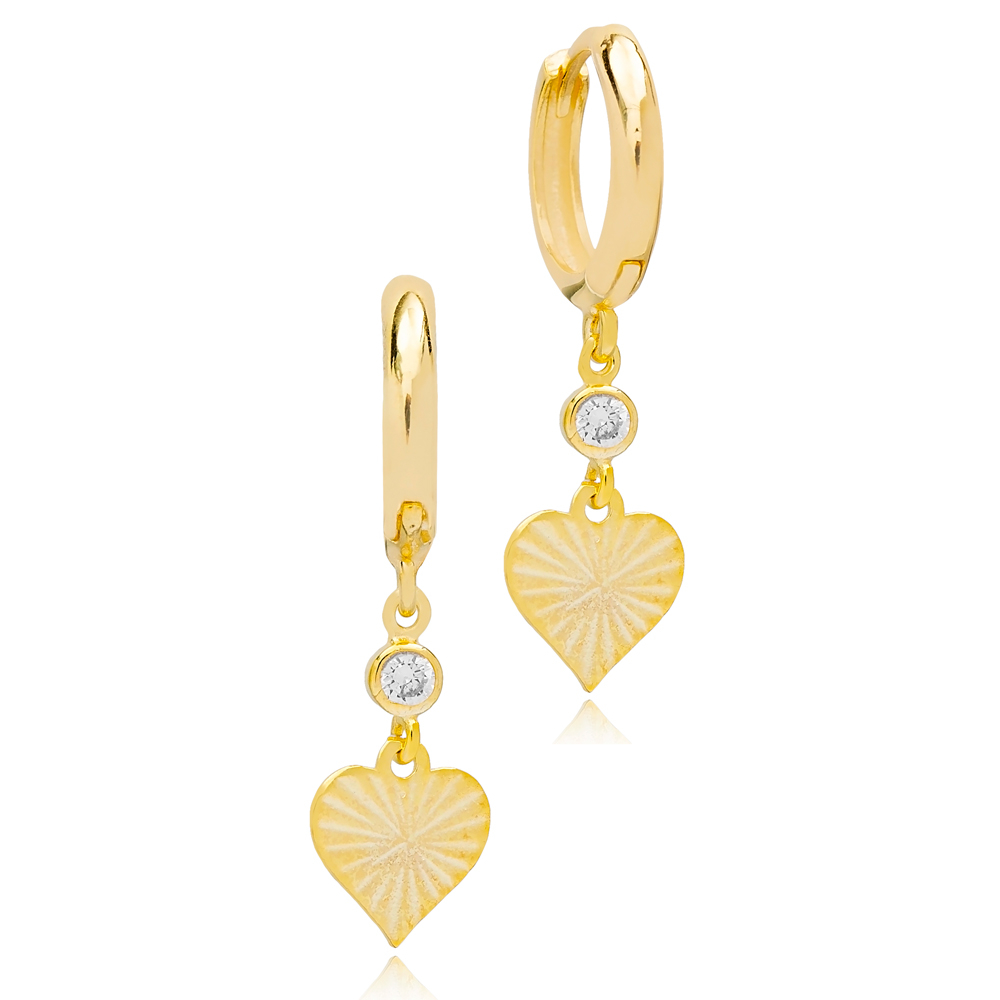 Elegant Plain Heart Design Dangle Earrings Handmade 925 Sterling Silver Jewelry