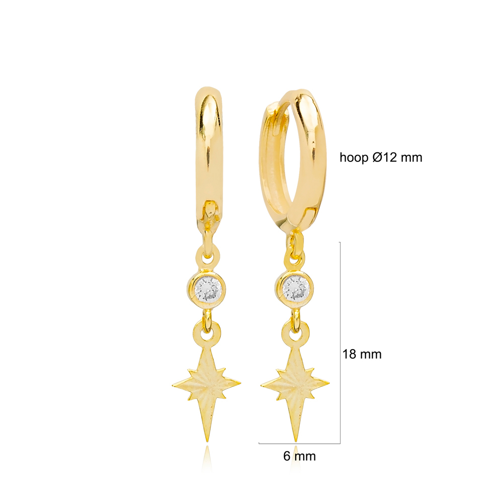 Cute North Star Plain Design Dangle Earrings Handmade 925 Sterling Silver Jewelry