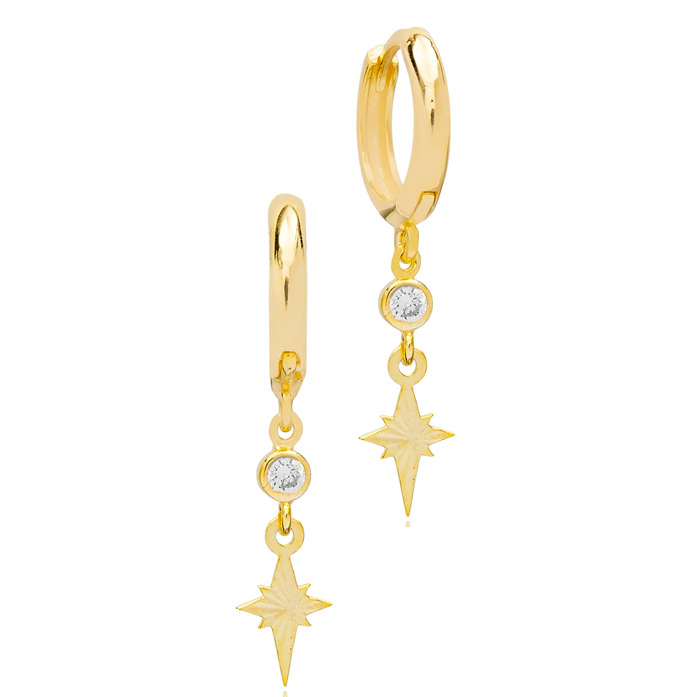 Cute North Star Plain Design Dangle Earrings Handmade 925 Sterling Silver Jewelry