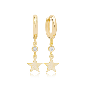 Stylish Star Design Plain Dangle Earrings Handmade 925 Sterling Silver Jewelry