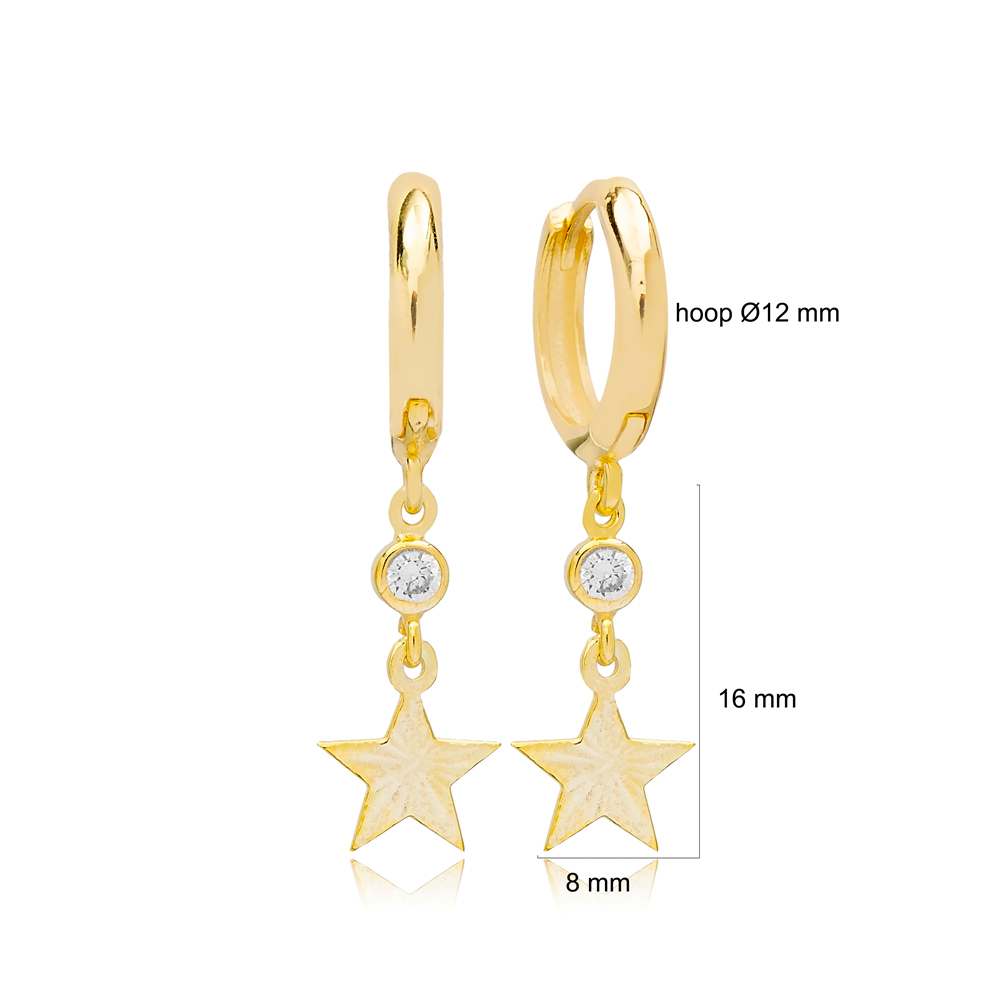 Stylish Star Design Plain Dangle Earrings Handmade 925 Sterling Silver Jewelry