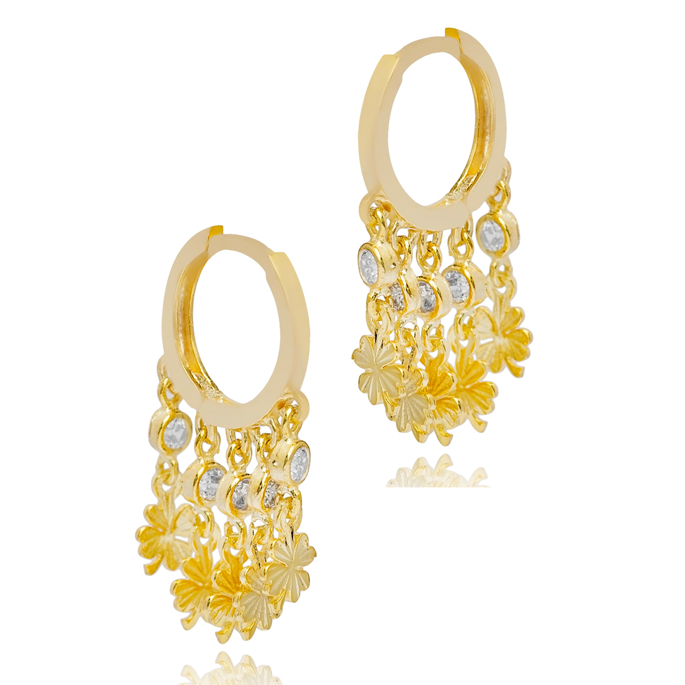 Clover Design Shaker Dangle Earrings Women Trendy 925 Sterling Silver Jewelry