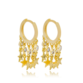 Star Design Shaker Dangle Earrings Women Trendy 925 Sterling Silver Jewelry