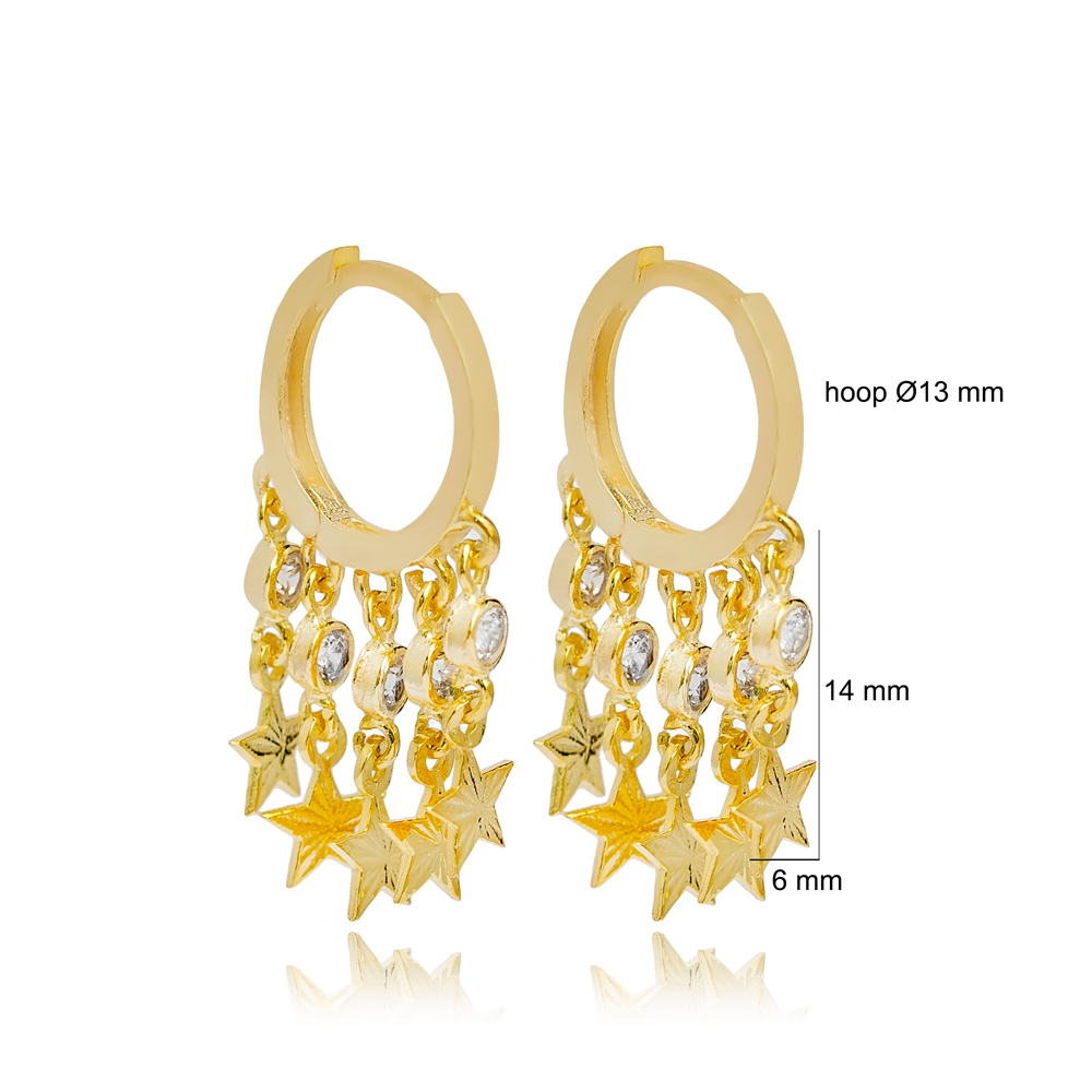 Star Design Shaker Dangle Earrings Women Trendy 925 Sterling Silver Jewelry