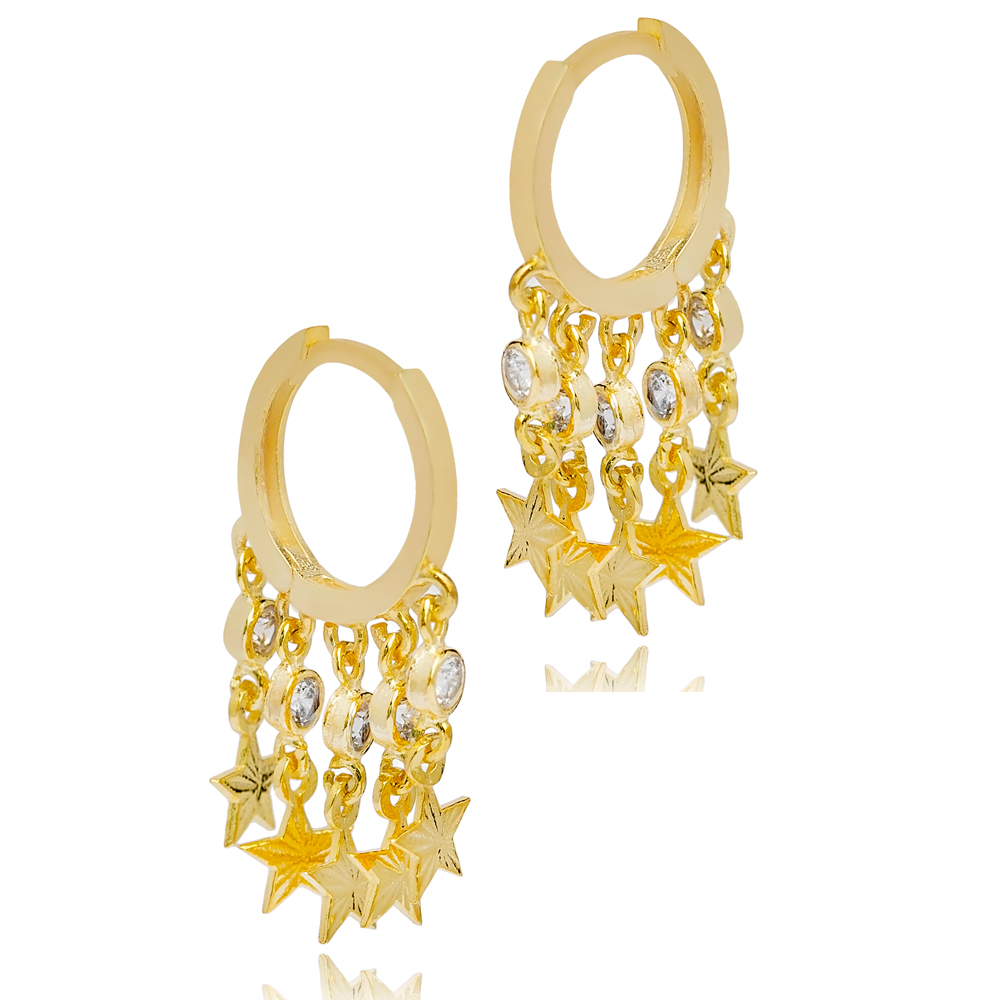 Star Design Shaker Dangle Earrings Women Trendy 925 Sterling Silver Jewelry