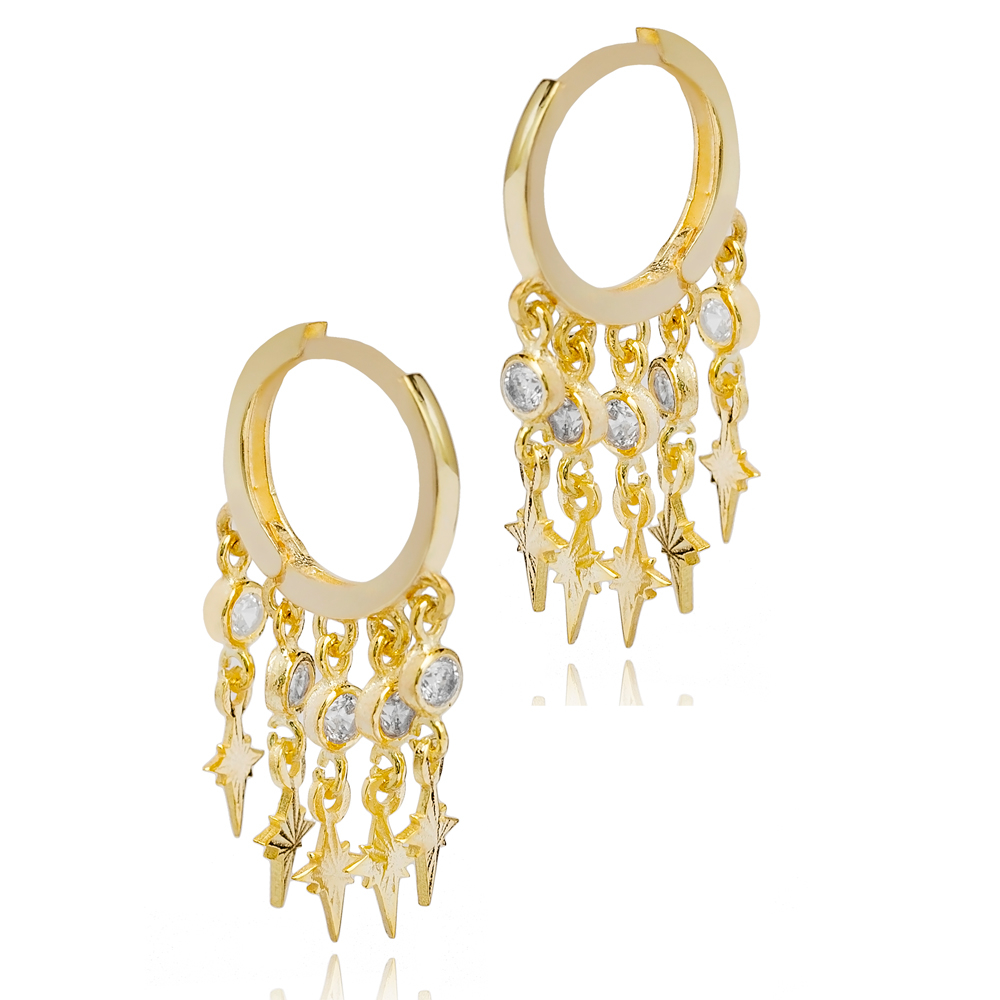 North Star Design Shaker Dangle Earrings Women Trendy 925 Sterling Silver Jewelry