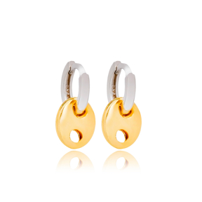 Tiny Design Chic Oval Charm Plain Mix Plated Dangle Earrings 925 Sterling Silver Jewelry