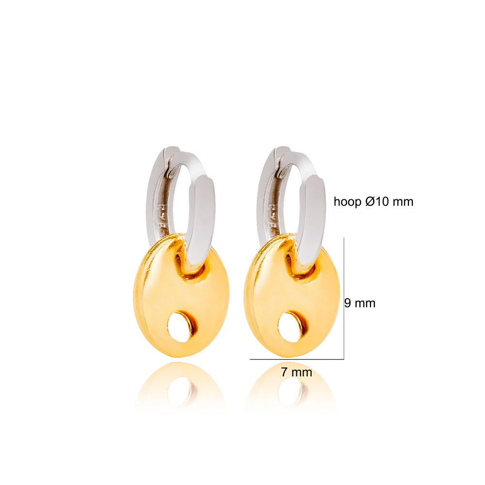 Tiny Design Chic Oval Charm Plain Mix Plated Dangle Earrings 925 Sterling Silver Jewelry