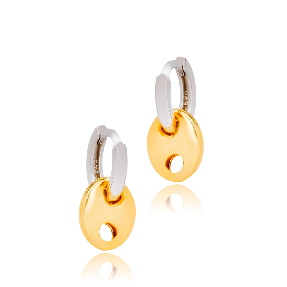 Tiny Design Chic Oval Charm Plain Mix Plated Dangle Earrings 925 Sterling Silver Jewelry
