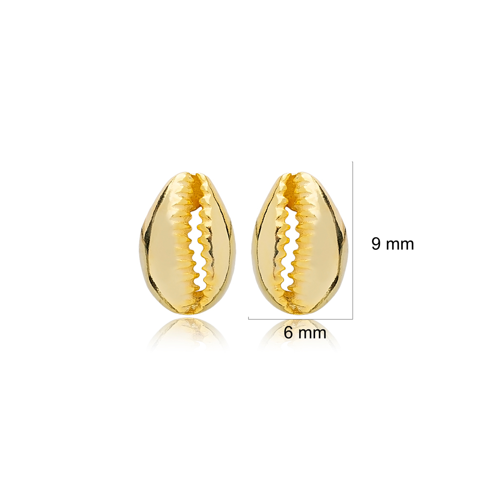 Dainty Seashell Design Plain Stud Earrings Wholesale Turkish 925 Sterling Silver Jewelry