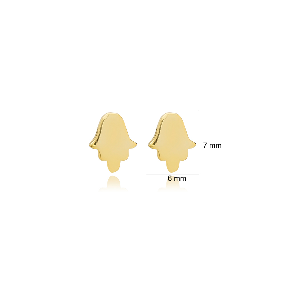 Plain Hamsa Design Stud Earrings Handcrafted 925 Sterling Silver Jewelry