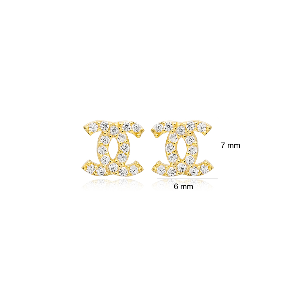 Trendy Charm Stud Earrings Women 925 Sterling Silver Jewelry