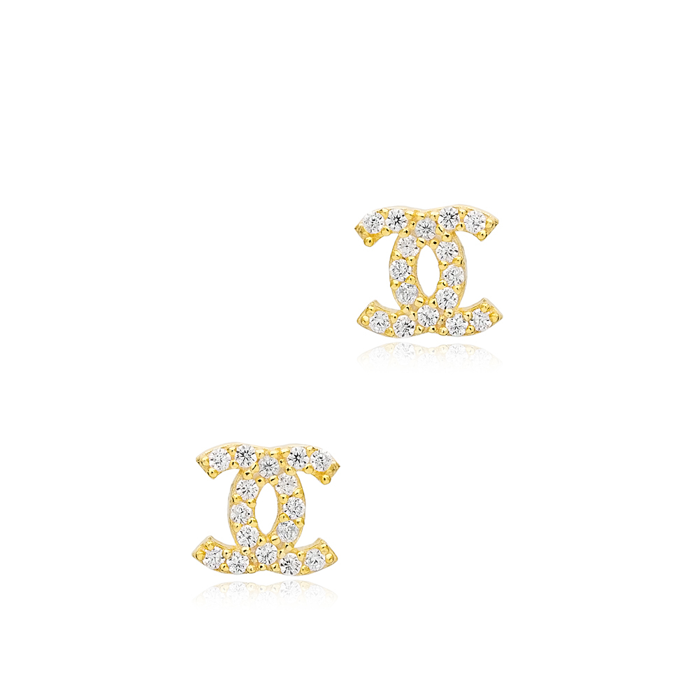 Trendy Charm Stud Earrings Women 925 Sterling Silver Jewelry