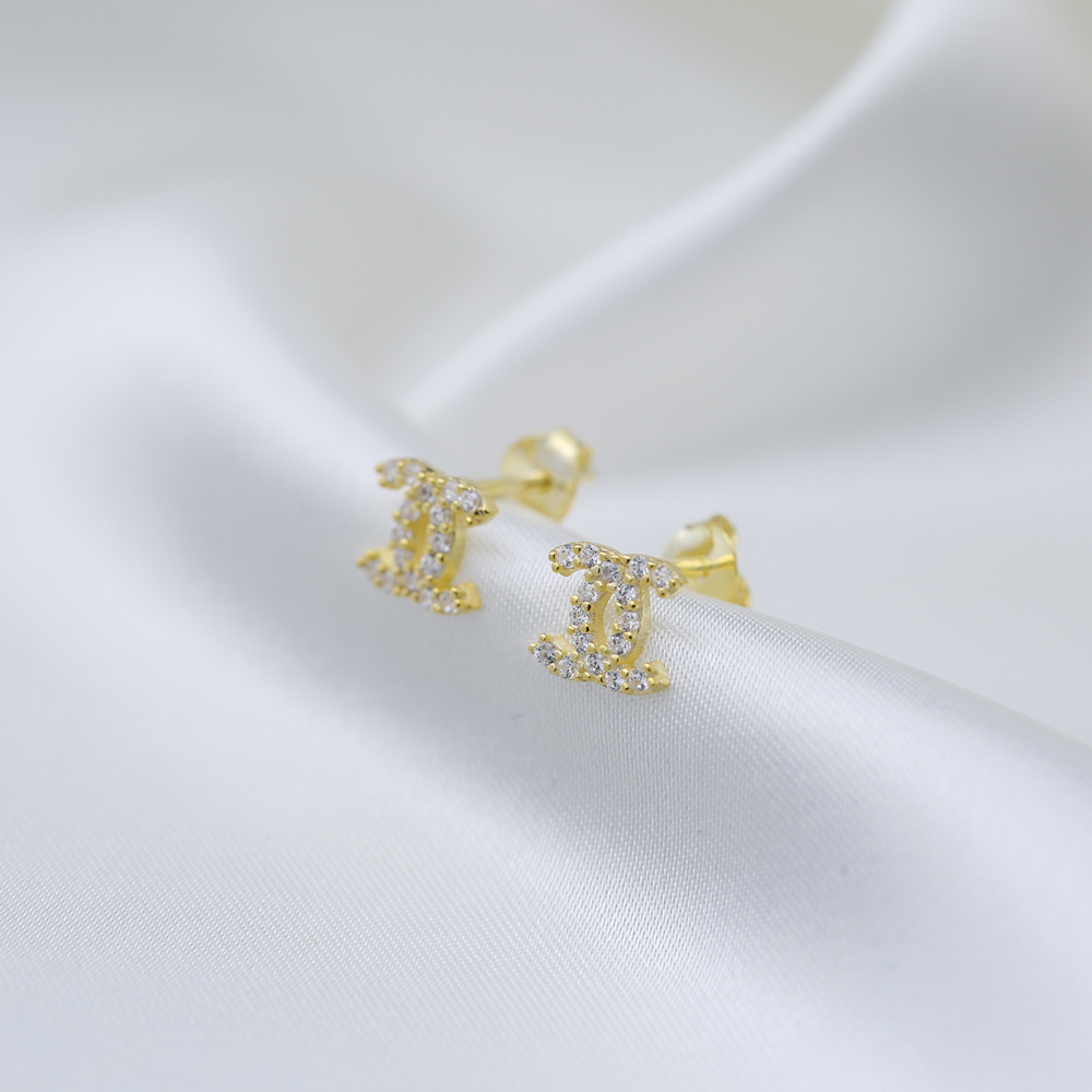 Trendy Charm Stud Earrings Women 925 Sterling Silver Jewelry