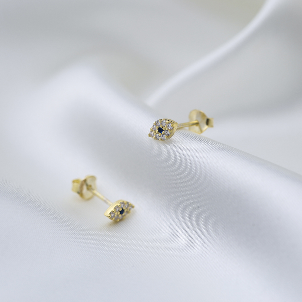 Evil Eye Design Popular Stud Earrings Turkish 925 Sterling Silver Jewelry