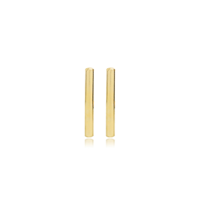 Minimalist Long Bar Plain Stud Earrings 925 Sterling Silver Jewelry