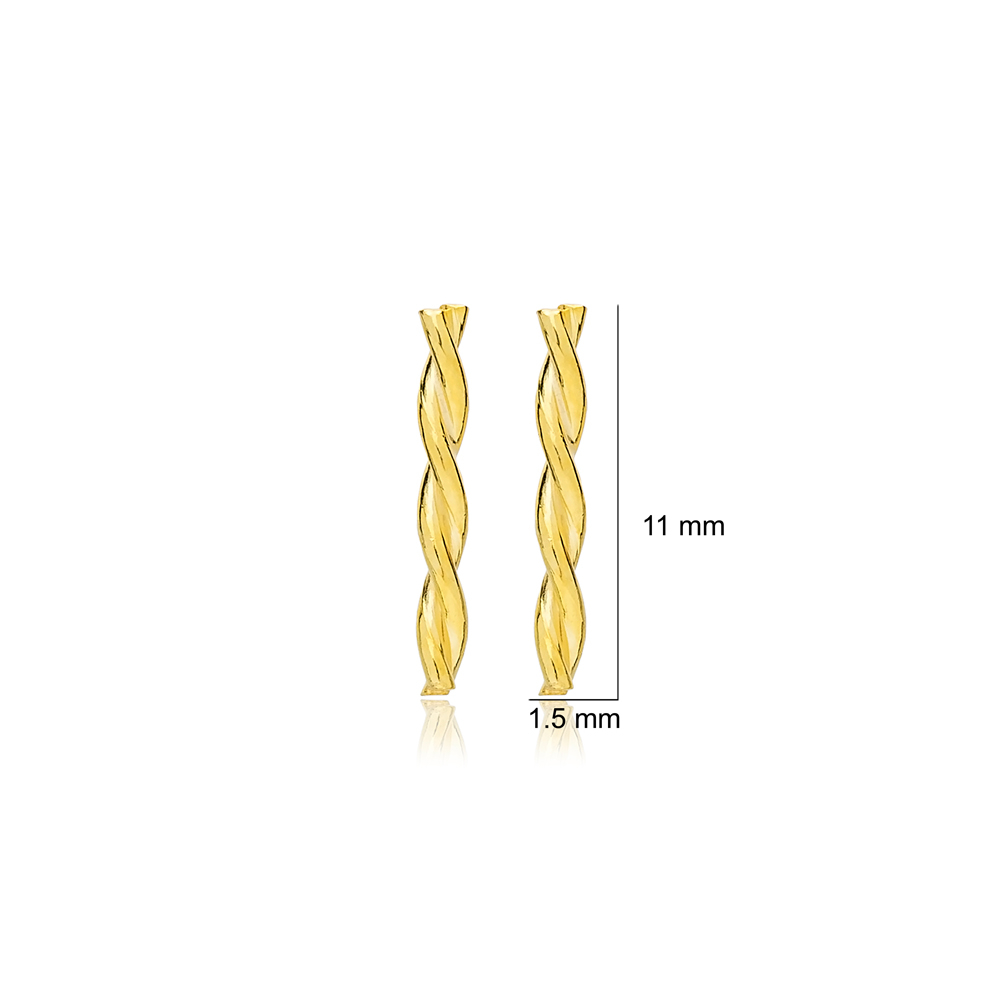 Curved Bar Stud Earrings Women Trendy 925 Sterling Silver Jewelry