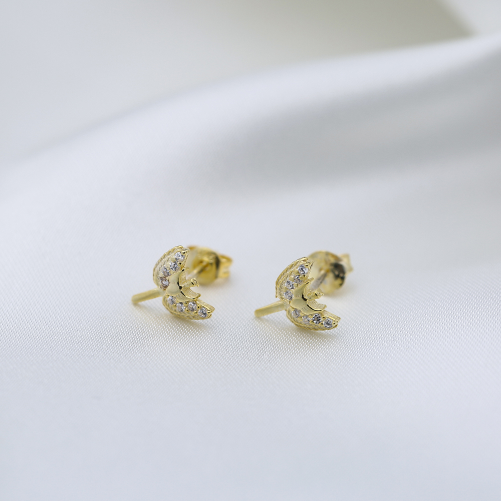 Angel Charm Dainty Stud Earrings Handcrafted 925 Sterling Silver Jewelry
