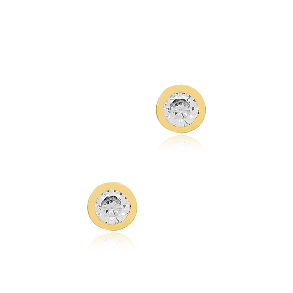 Tiny CZ Stone Minimalist Stud Earrings Women Turkish 925 Sterling Silver Jewelry