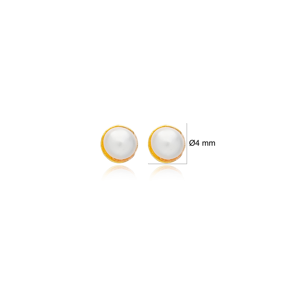 Minimalist Pearl Design Stud Earrings Women Turkish 925 Sterling Silver Jewelry