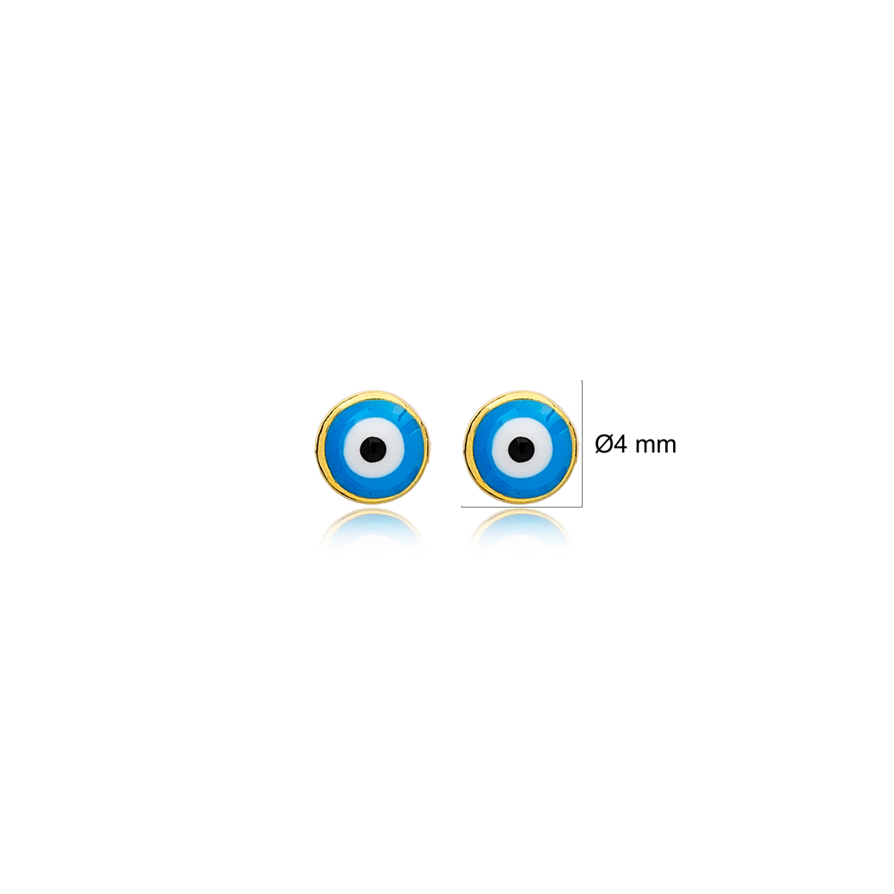 Tiny Evil Eye Design Popular Stud Earrings 925 Sterling Silver Jewelry