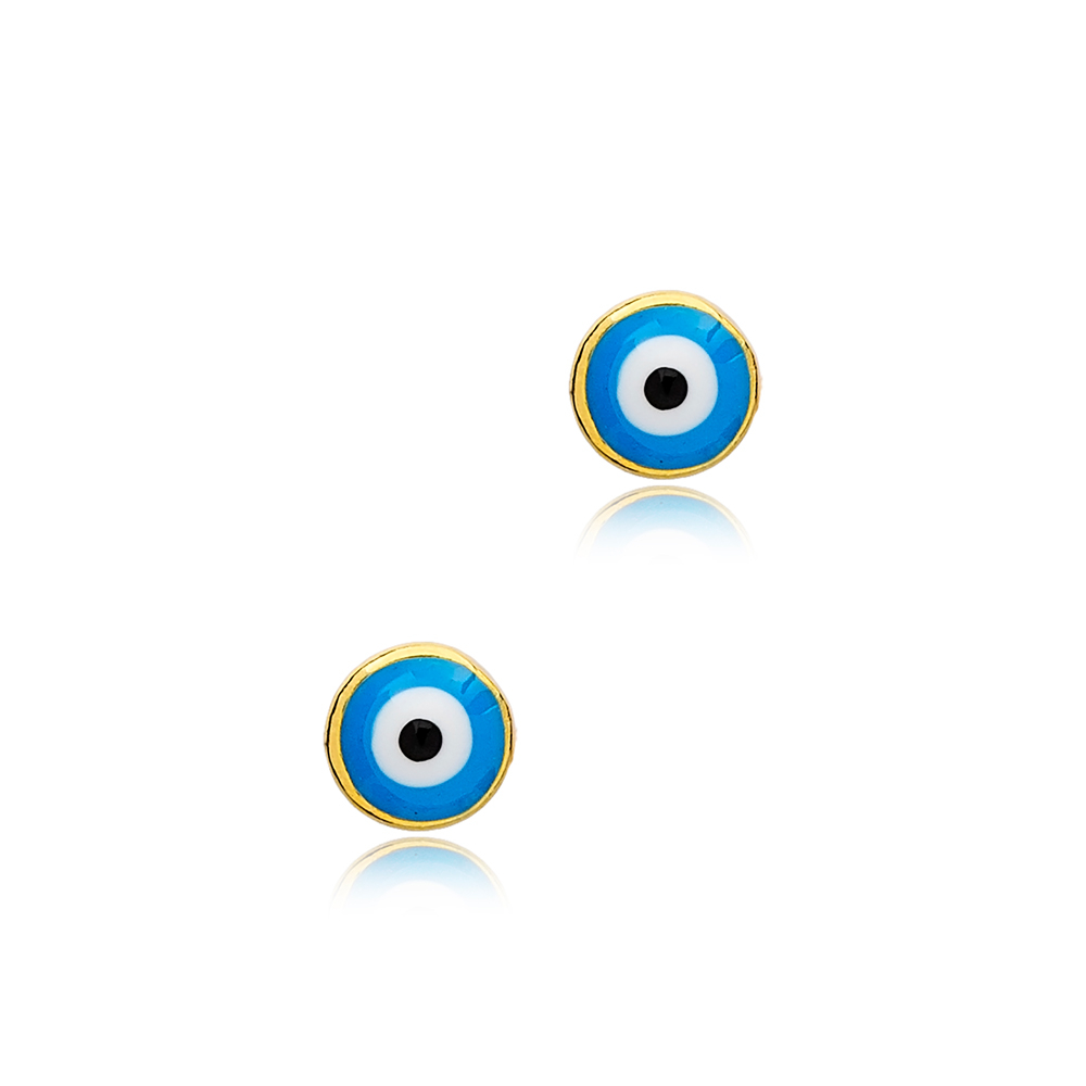 Tiny Evil Eye Design Popular Stud Earrings 925 Sterling Silver Jewelry