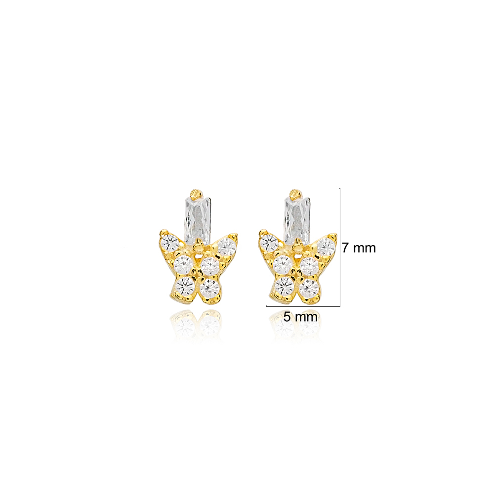Minimalist Baguette Zircon Women Stud Earrings Handmade 925 Sterling Silver Jewelry