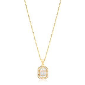 Popular Geometric Zircon Dainty Charm Necklace Women 925 Sterling Silver Jewelry
