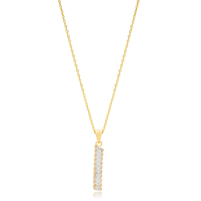 Elegant Design Baguette Geometric Design Charm Women Necklace Pendant 925 Sterling Silver Jewelry