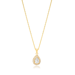 Pear Shape Cluster Necklace Pendant Women Wholesale Turkish 925 Sterling Silver Trendy Jewelry