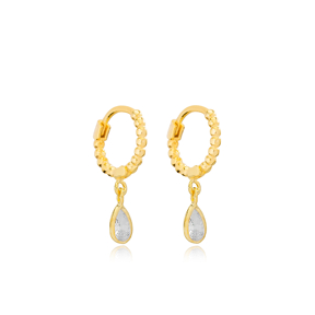 Trendy Ball Hoop Drop Zircon Dangle Earrings 925 Sterling Silver Jewelry