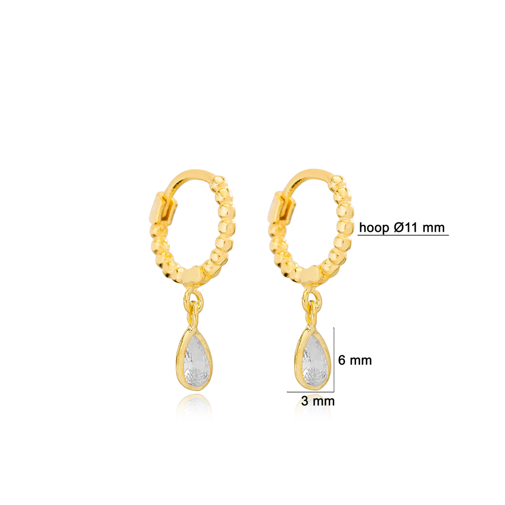 Trendy Ball Hoop Drop Zircon Dangle Earrings 925 Sterling Silver Jewelry