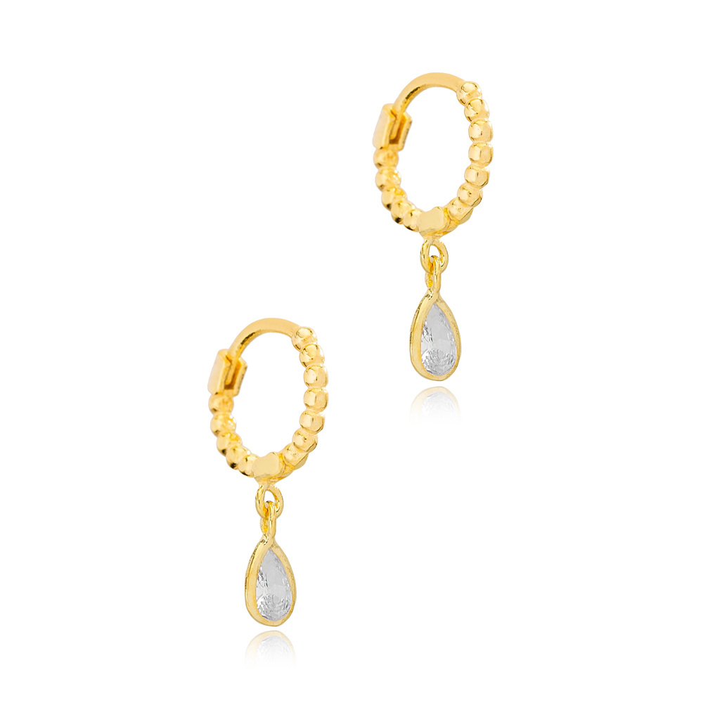 Trendy Ball Hoop Drop Zircon Dangle Earrings 925 Sterling Silver Jewelry