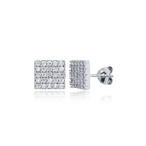 Square Sterling Silver Stud Earrings Wholesale Handcrafted 925 Sterling Silver Jewelry