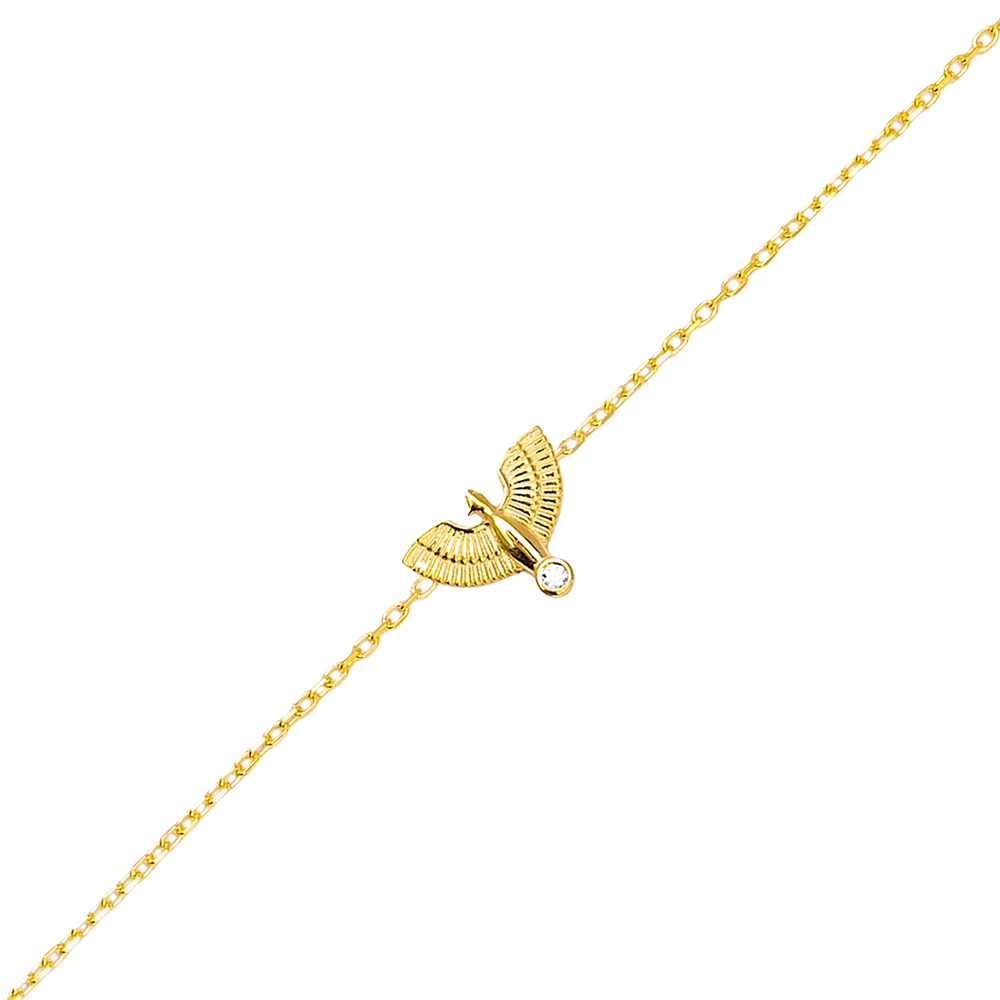 Phoenix Bird Design Round Cut Zircon Stone Women Charm Bracelet 925 Silver Sterling Jewelry