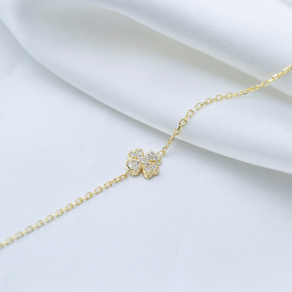 Cross Design Clear Zircon Stone Women Charm Bracelet 925 Sterling Silver Jewelry