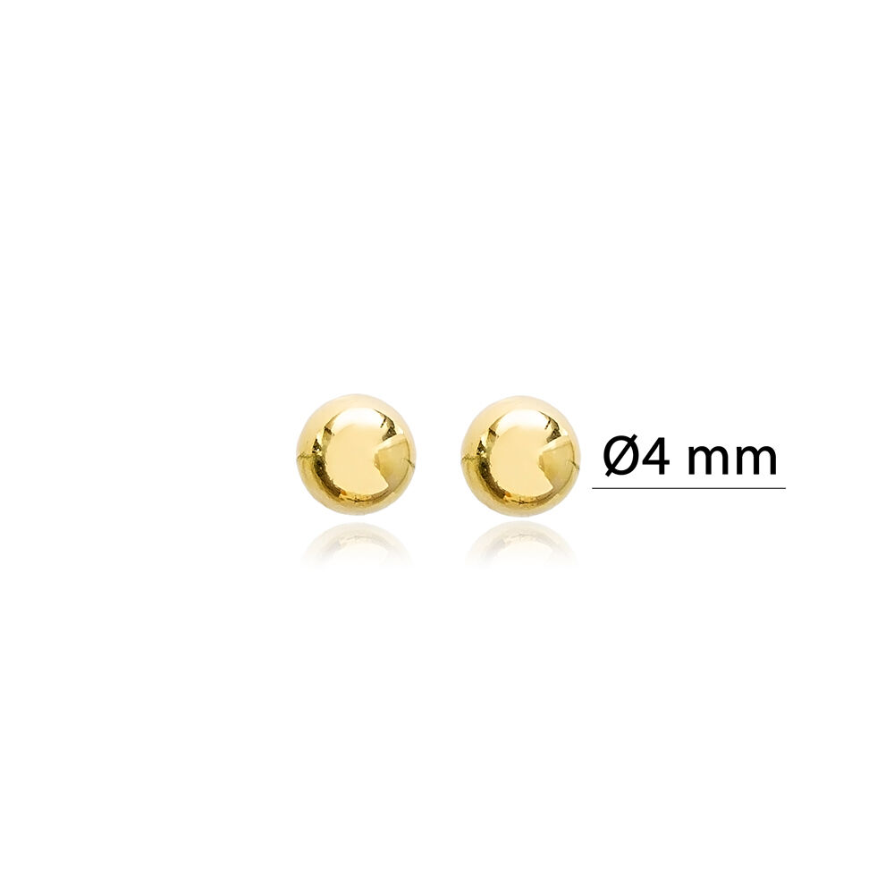 Minimalist Ball Plain Silver Stud Earrings