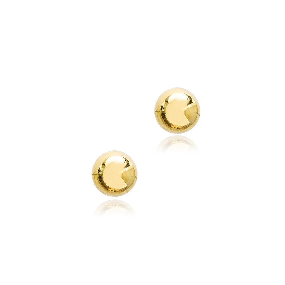 Minimalist Ball Plain Silver Stud Earrings