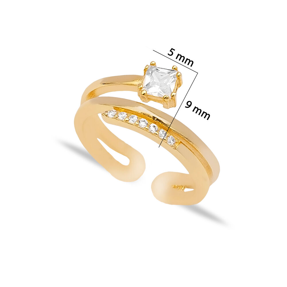 Delicate Design CZ Stone Women Adjustable Ring Handmade 925 Sterling Silver Jewelry
