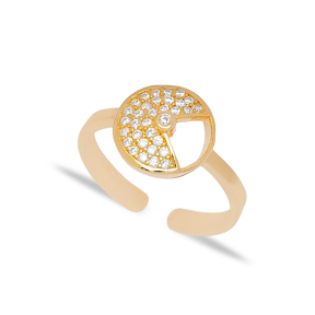 Round Shape Dainty CZ Stone Cluster Women Ring Handmade Turkish 925 Sterling Silver Jewelry