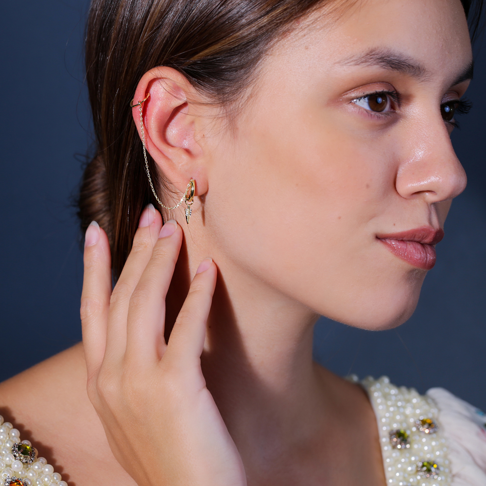 Arrow Zirconia Charm Turkish Wholesale 925 Sterling Silver Cartilage And Hoop Earrings Jewelry