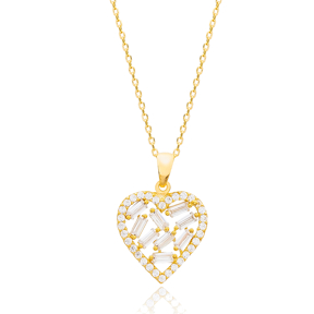 45+5 Cm Baguette Heart Design Necklace Pendant(7434)