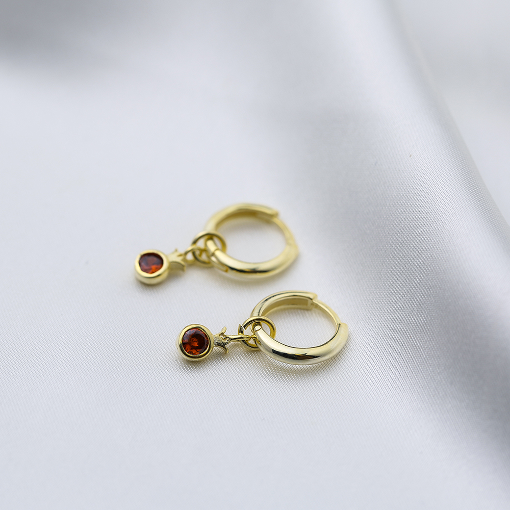 Fruit Pomegranate 12mm Hoop Dangle Earrings Handmade Turkish Wholesale 925 Sterling Silver Jewelry